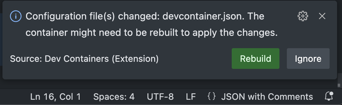 rebuild container option