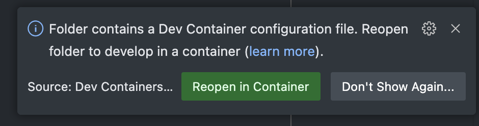 vscode reopen in container option